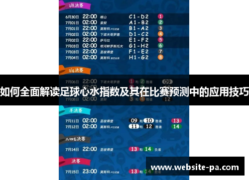 如何全面解读足球心水指数及其在比赛预测中的应用技巧 如何全面解读足球心水指数及其在比赛预测中的应用技巧